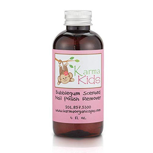Karma Organic Natural Nail Polish Remover Bubblegum Scented for Kids - Non Toxic, Vegan, Cruelty Free, 4 fl. Oz.