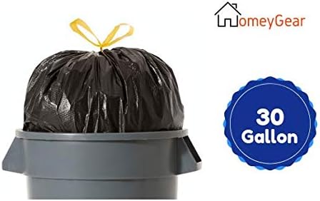 HomeyGear 30 56 Strong Large Gallon Drawstring Trash Bags Black Can Liners Kitchen Garbage Bags Multipurpose CT Home