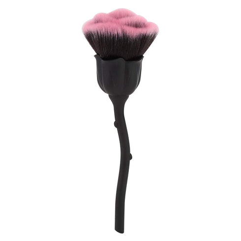 Rose Shaped Nail Dust Brush, Long Handle Nail Powder Brush for Makeup & Manicure Dust Remover Brush for Clean (Black +