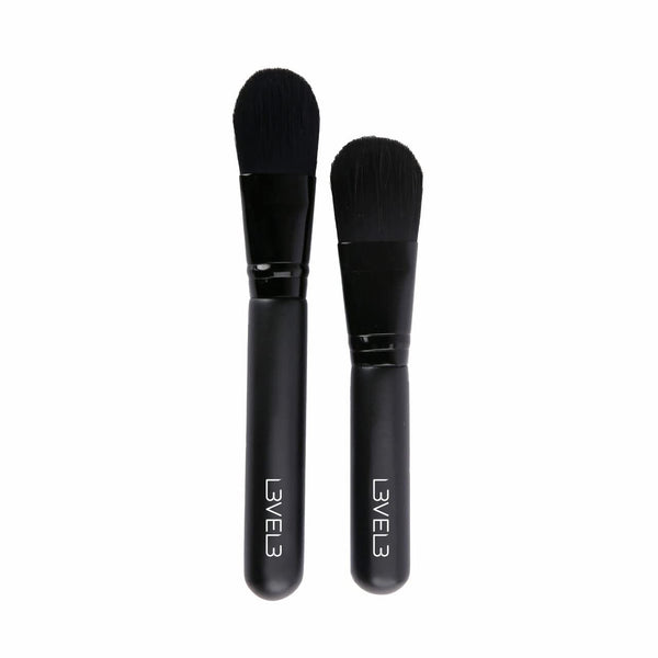 Level 3 Facial Mask Application Brushes Set, Black Cosmetic Brush for Facial Mask, Scrub, and Serum Applicator Tool