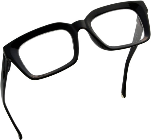 Eyekepper Ladies Reading Glasses, Oversized Square Design Readers for Women, Black