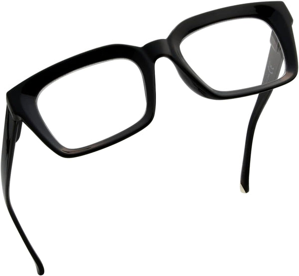 Eyekepper Ladies Reading Glasses, Oversized Square Design Readers for Women, Black