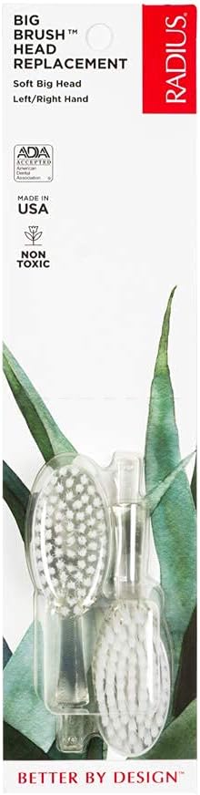 RADIUS Toothbrush Replacement Brush Heads - 2-Count, Soft Big Head for Gum Health