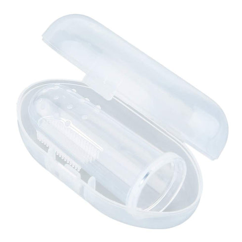 AKOAK Baby Finger Toothbrush 1 Pack Soft Silicone Training Toothbrush with Storage Box, Oral Care (White)