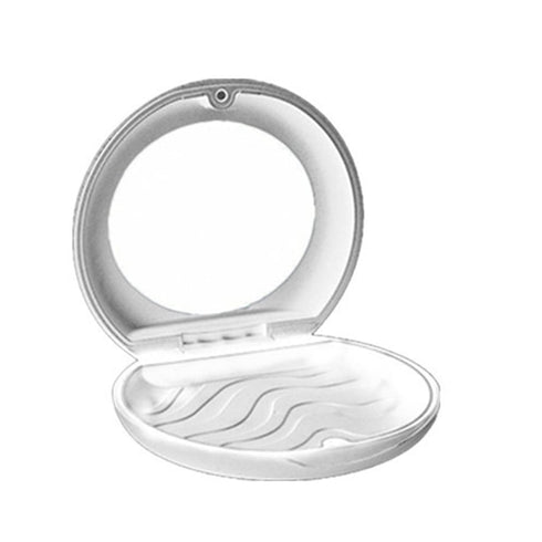 Dental Slim Oral Care Teeth Storage Box, Invisible Orthodontic Appliance Aligner Retainer Case (White with Mirror)