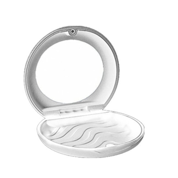 Dental Slim Oral Care Teeth Storage Box, Invisible Orthodontic Appliance Aligner Retainer Case (White with Mirror)