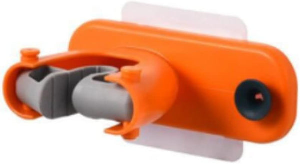 2in1 Bathroom Mop Bracket with Wall-Mount Sticker, Easy-Install Strong Hook, Nail-Free Duster Cloth Supporter (Orange)