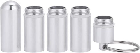 Drug Holder, Aluminum Alloy Waterproof Pill Key Chain Container with Key Ring for Daily Use (5 Cases)