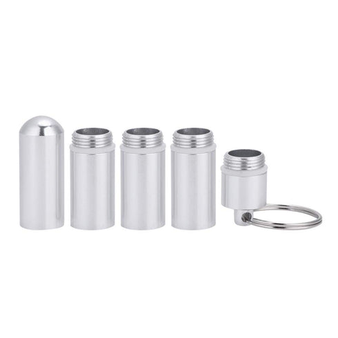 Metal Pill Case Travel Container, Mini Portable Pill Box Organizer Keychain, Waterproof Medicine Holder with Key Chain