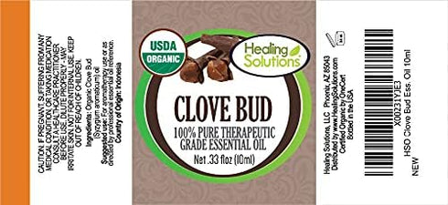 Healing Solutions Organic Clove Bud Oil - Pure & Undiluted Therapeutic Grade Organic Clove Oil for Teeth, Gums,