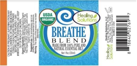 Healing Solutions Breathe Easy Organic Essential Oil - Pure & Undiluted Blend for Diffuser, 1 oz (30ml)