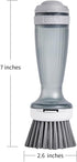 CQT Dish Brush with Soap Dispenser for Dishes, Kitchen Sink, Pot Scrubbing, 1 Brush 2 Refills