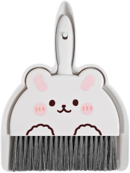Veewon Mini Dustpan and Brush Set, Portable Cleaning Tools with Soft Bristles for Home Office (White)