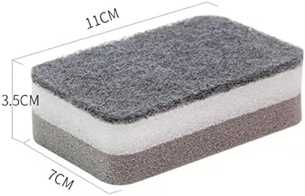 5 Pcs Heavy Duty Dual-Sided Scrub Sponges for Kitchen, Multi-Use Deep Cleaning (Grey White)
