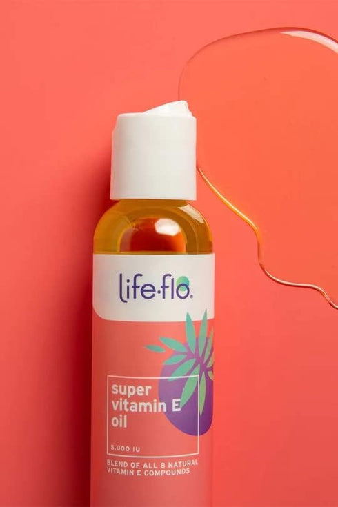 LIFE-FLO Super Vitamin E Oil, 5000IU, 4 Oz - with 8 Vitamin E Compounds for Skin & Antioxidant Support