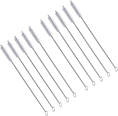WAF Straw Brush Set of 10, Washing Brushes Tool, Nylon Skinny Pipe Tube Cleaner, 173mm x 5mm