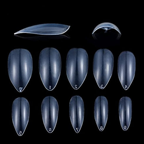 Yimart 500pcs/pack Stiletto False Nails - Clear Oval Sharp Full Nail Tips for Nail Art Decoration