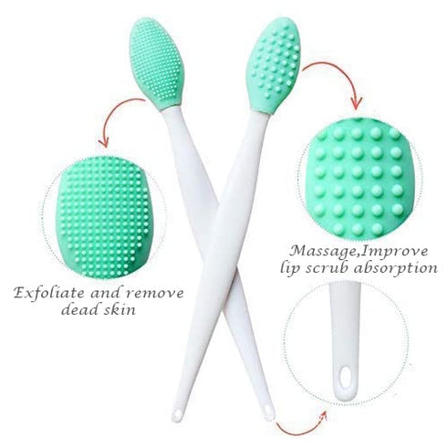 Lip Scrub Brush, Double-Sided Silicone Exfoliating Tool, Gentle Lip Exfoliator Scrubber Brush, 2 PCS