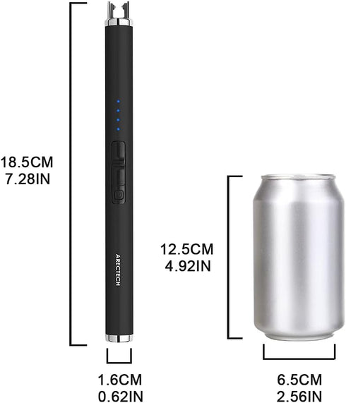 ARECTECH Rechargeable Electric Candle Lighter, Arc Plasma Windproof Lighter for Kitchen Birthday Gift, Black
