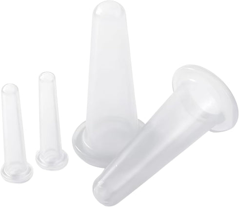Zhuluck 4Pcs Transparent Massage Cupping Set Silicone Mini Facial Cups Face Massager Helper