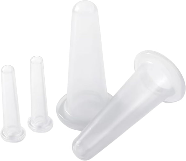 Zhuluck 4Pcs Transparent Massage Cupping Set Silicone Mini Facial Cups Face Massager Helper