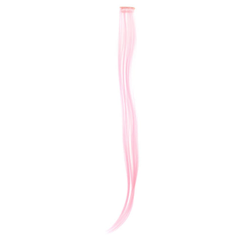 SWACC 12 Pcs Clip on Straight One Color Hair Extensions Synthetic Hairpieces in Pink for Party Highlights