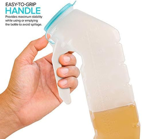 Male Urinal with Glow in The Dark Lid, 32 Oz Urine Bottle for Men (6 Bottles)