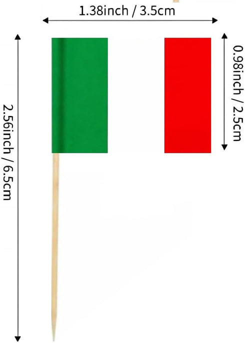 JAVD CYPS 100 Pcs Italy Flag Toothpick Flags, Mini Stick Cupcake Toppers for Party Decoration and Celebration