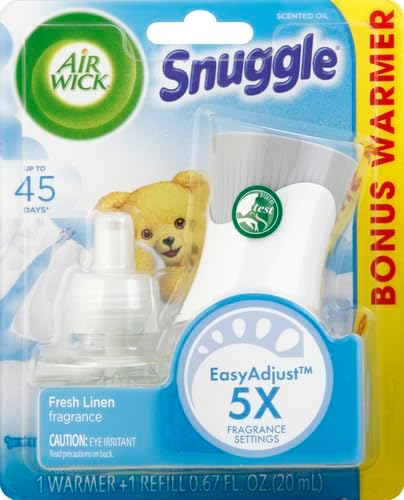 Air Wick Plug in Scented Oil Starter Kit, Fresh Linen, Air Freshener, Warmer + 1 Refill