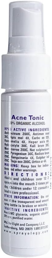 Acne Tonic - Homeopathic Acne Spray, All-Natural, Help Reduce The Appearance of Acne, Gluten-Free, Lactose Free, 30 Day