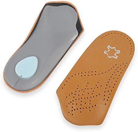 3/4 Leather Orthotic Inserts with Metatarsal Pad, Arch Support Insoles for Men and Women, Padding at the Heel