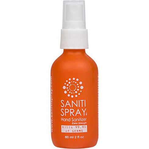 SanitiSpray 6 Pack, 200 2oz 80% Hand Sanitizer Orange Scent, Up to uses per bottle, Personal Travel Size, Glass Bottle.