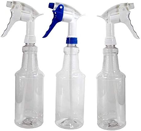 High Output, Leak Proof 32oz Spray Bottle 3 Pack with Spray Heads, Heavy Duty Plastic Sprayers for Cleaning Supplies
