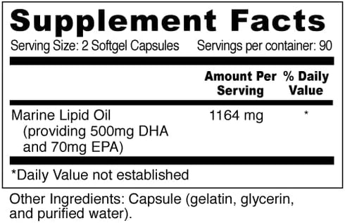 Wellness Resources Daily DHA - DHA Fish Oil in TG Form, Highest Potency & Purity, 180 Capsules