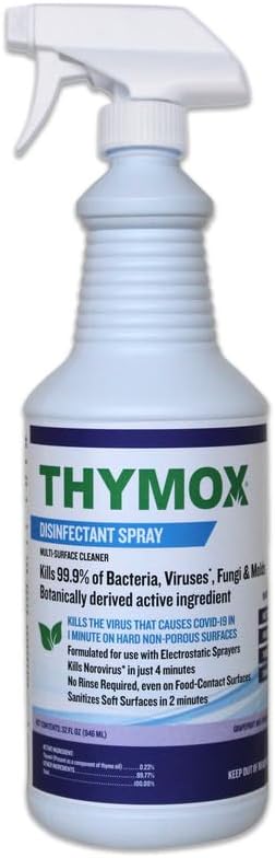 Thymox Botanical Disinfectant Spray 32 oz - All Natural Multipurpose Cleaner, Pet Friendly,