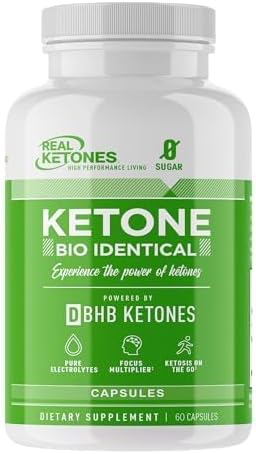 Real Ketones BHB Exogenous Ketones Keto Pills - Enhanced Energy Performance & Rapid Ketosis, Caffeine Free (1 Month)