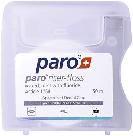 Paro Floss Holder and Mint Floss, Waxed, Fluoridated, 50M