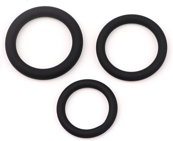 JESHVA Silicone Penis Ring Set for Men, including 3 Sizes 1.26-1.6 inch (Black)