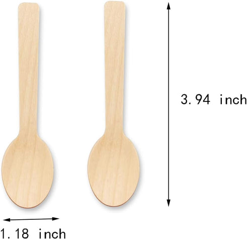 200 Pcs Mini Wooden Spoons, 4 Inch Disposable Wooden Dessert Spoons, Biodegradable Compostable Birchwood
