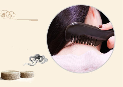 Scalp Massage Comb, Bian Stone Gua Sha Scraping Massage Tool for Arms, Legs, Hands, Necks, Meridian Massager, Face Gua