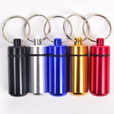 Onwon Waterproof Aluminum Pill Box Case, Keychain Container, 6 Pcs in 6 Colors