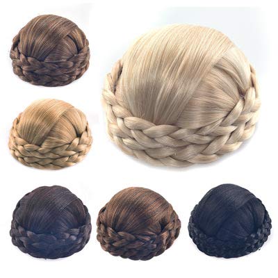 Small Size Synthetic Hair Chignon Bun Donut - Clip in Braided Hairpieces for Straight Updo, Wedding Party Costume