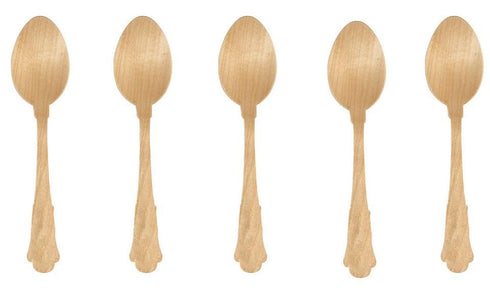 Eco-Friendly Wooden Disposable Spoons, 7.75 Inches, Pack of 100 Count, Natural Brown