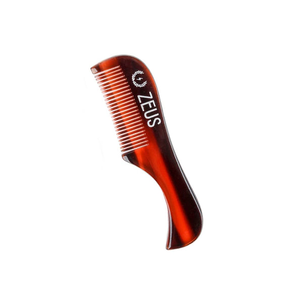 ZEUS Handmade Saw-Cut Mustache Comb, Durable Cellulose Pocket Comb & Beard Comb for Mustache and Beard (Single