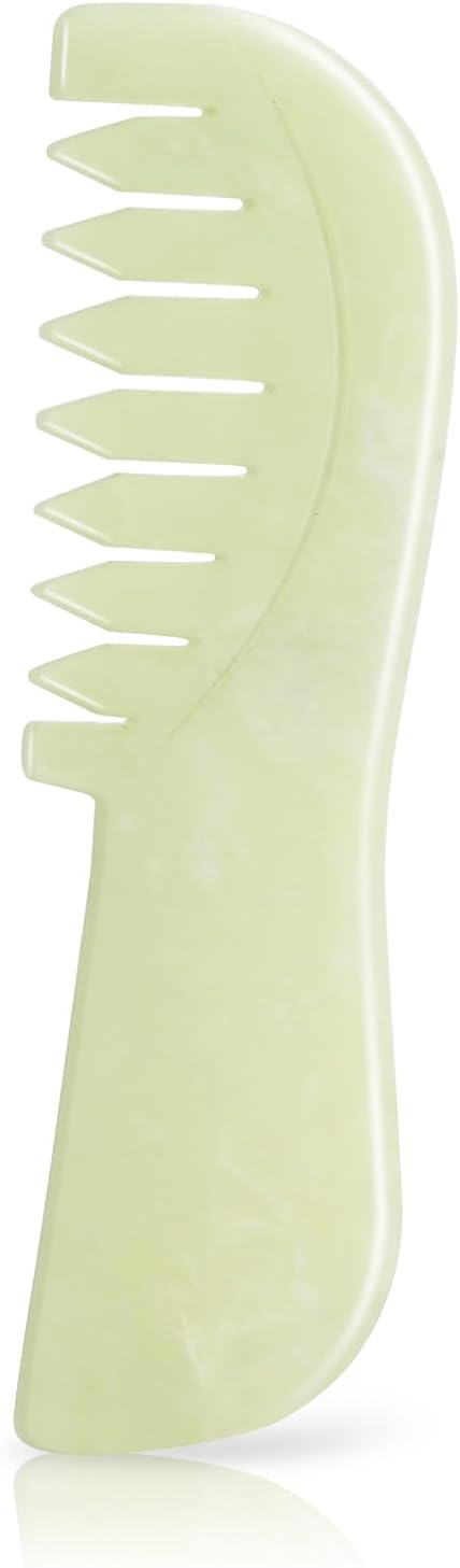 Long Gua Sha Comb, Natural Jade Stone GuaSha Scraping Massage Therapy Tool,