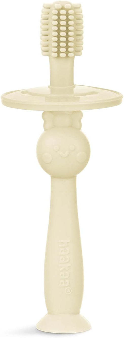 haakaa Infant Toothbrush, Easy to Hold 360° Baby Toothbrush for 6month+ Infants, 1pc (Cream)