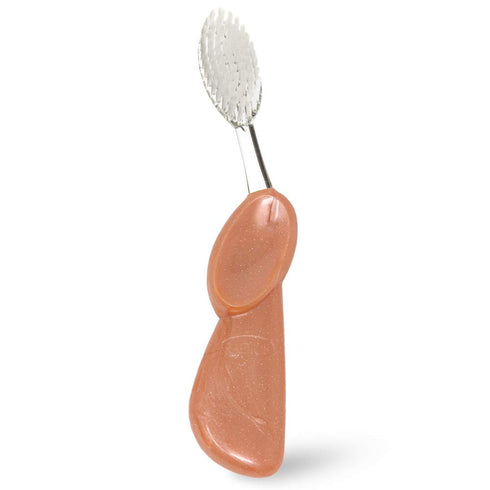RADIUS Big Brush Toothbrush with Replaceable Head, Left Hand, Soft Coral Sparkle, BPA Free, ADA Accepted