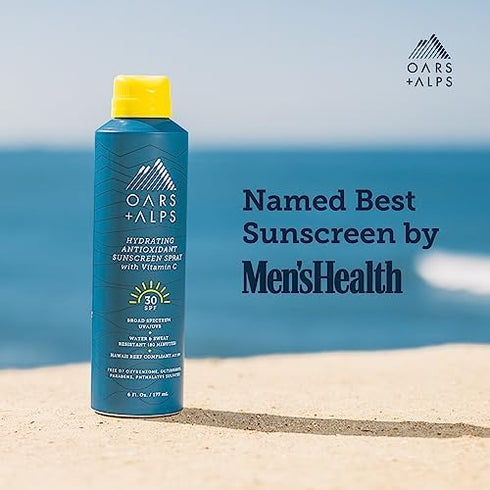 Oars + Alps Hydrating SPF 70 Sunscreen Spray - Vitamin C Infused, Water and Sweat Resistant, 6 Oz