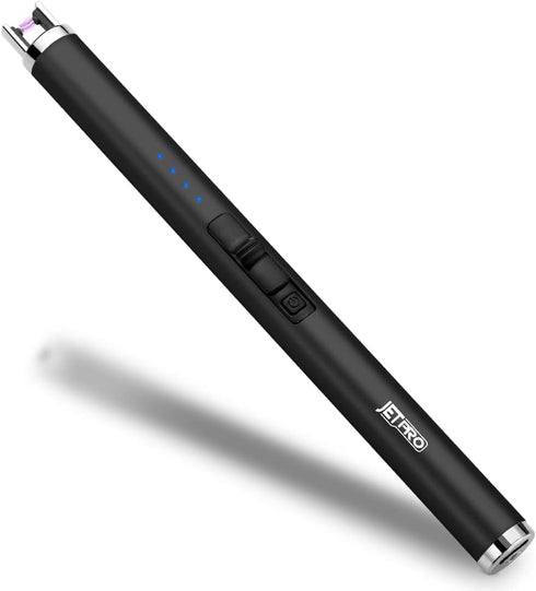 USB Rechargeable Candle Lighter, Electronic Arc Lighter, Windproof Flameless with Safety Button for Camping, Cooking