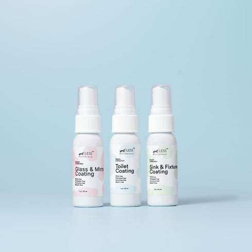 spotLESS MATERIALS Bathroom Starter Kit, Toilet Coating Spray, Glass and Mirror Protective Coating, Sink and Fixture